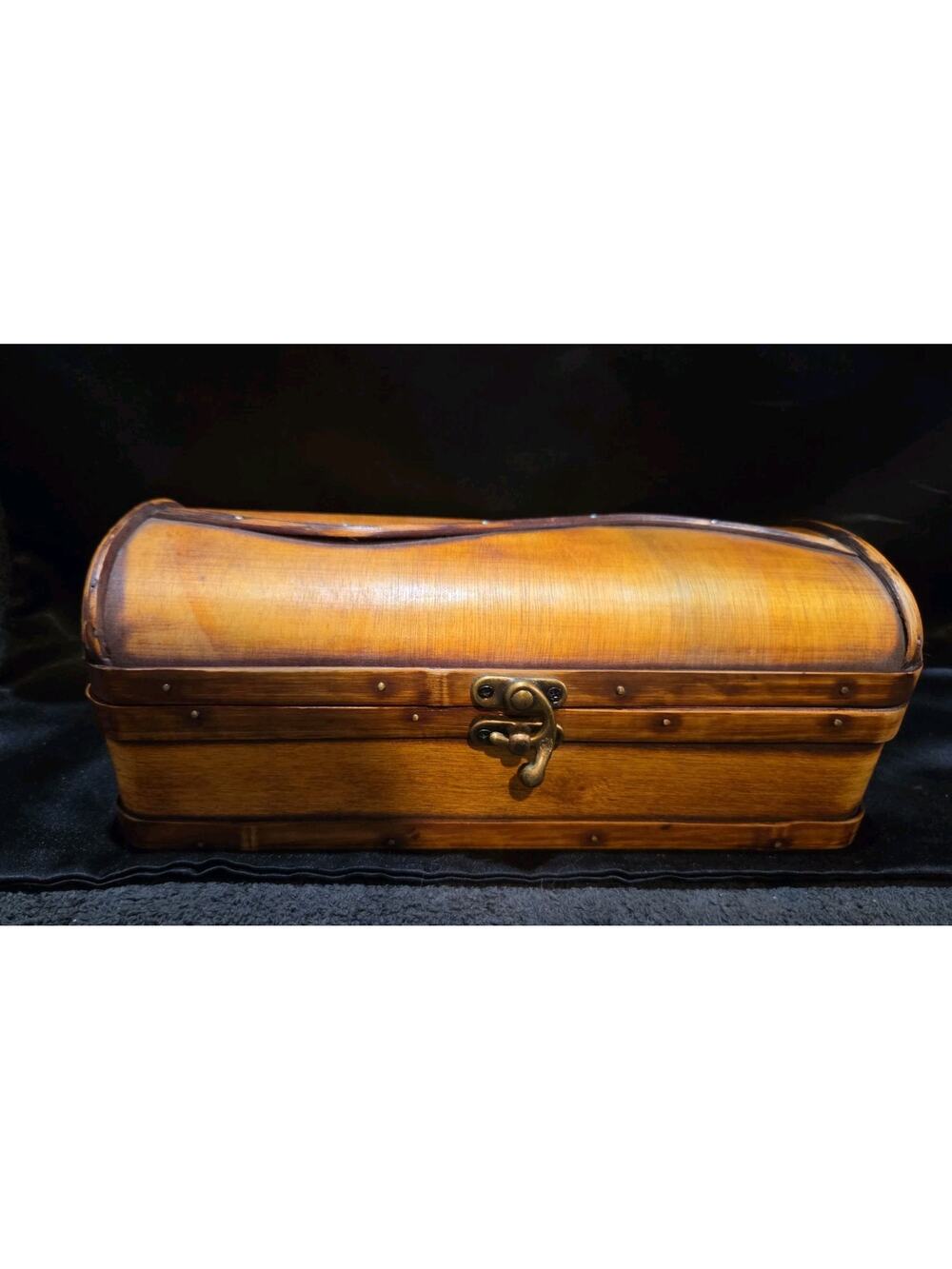 Bamboo Style Trinket Box 10"X4.5" Brown Latch Front